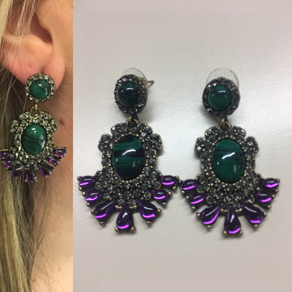 BaubleBar Earrings - Queen Malachite Drops